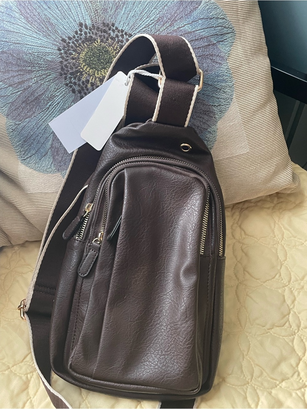 Classic Brown Vegan Leather Crossbody Sling Bag — Everyday Carry